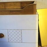 Sideboard in maple, leather and gold-coloured glass, Laszlo Hoenig attr, London 1940s