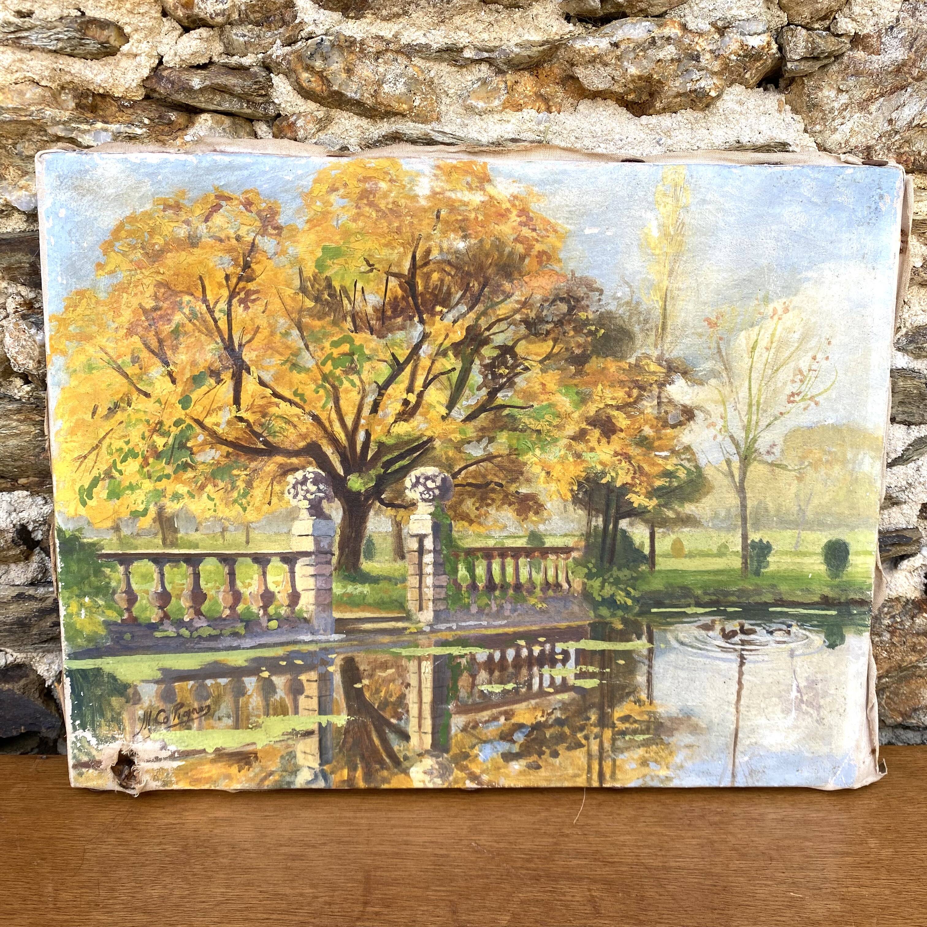 Old garden painting Gourbesville Normandy