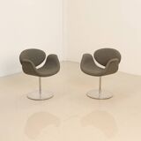 Pair of gray "Little Tulip" armchairs by Pierre Paulin for Artifort 80's
