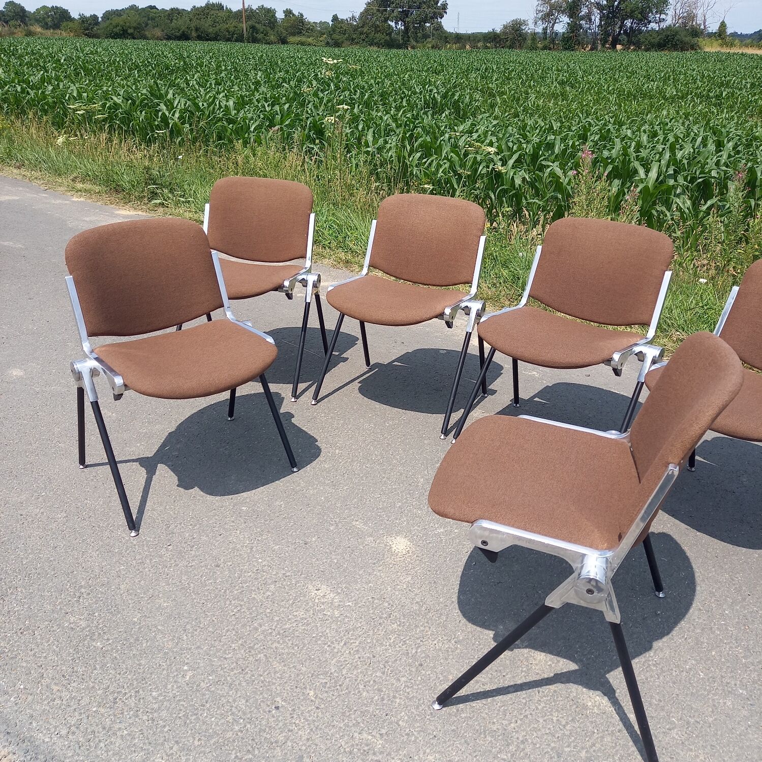 Set of 6 Italian design chairs 70s