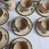 Service à café en faïence émaillée, Jemappes, Belgique, 9 tasses