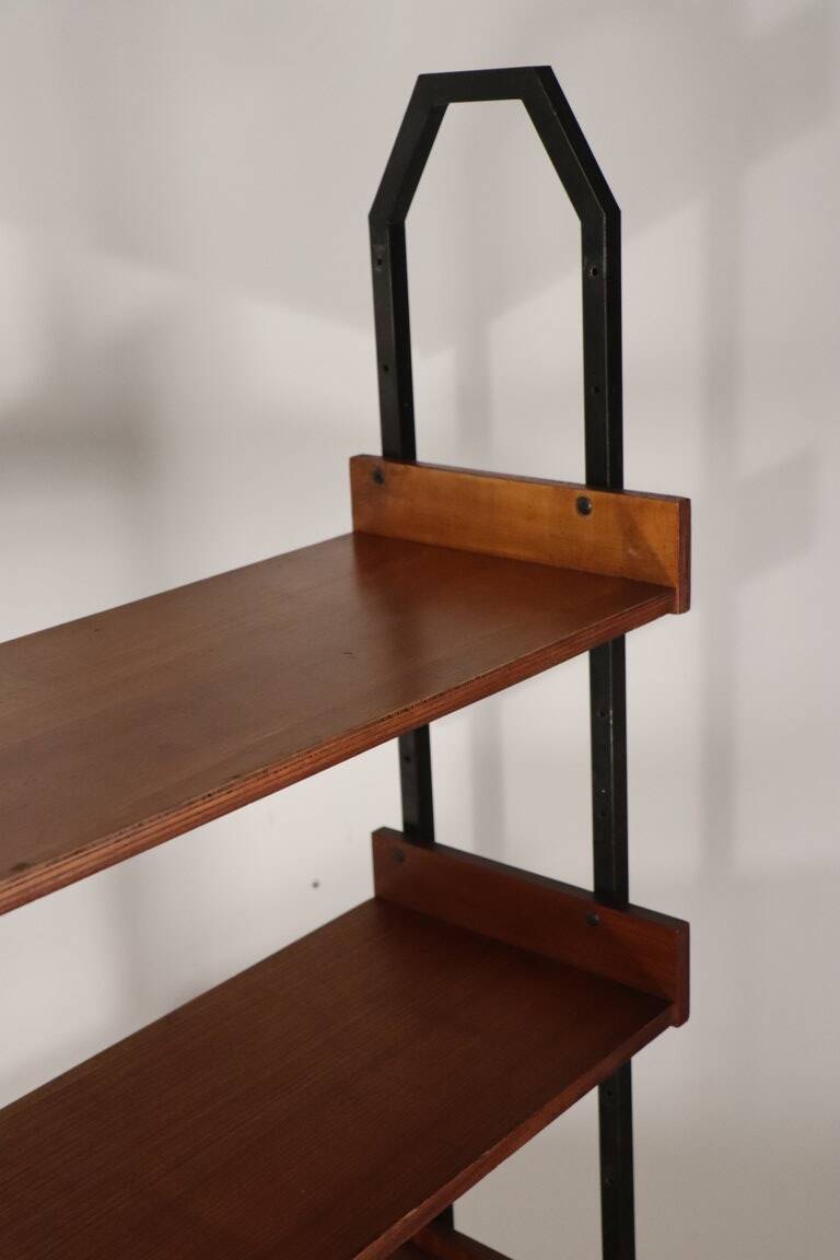 Vintage modular bookcase in wood and metal, Italy, 1960