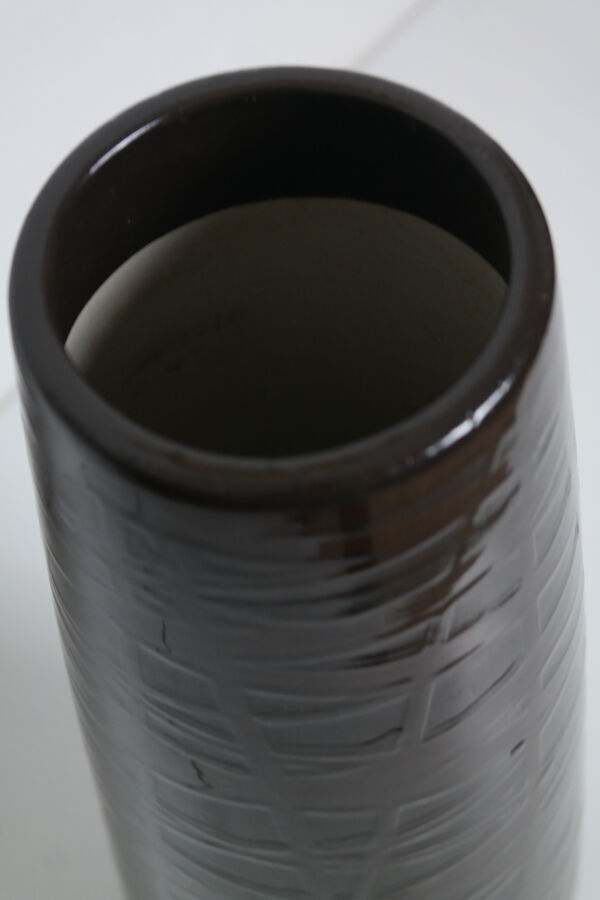 Vase pique fleurs  céramique et verre marron