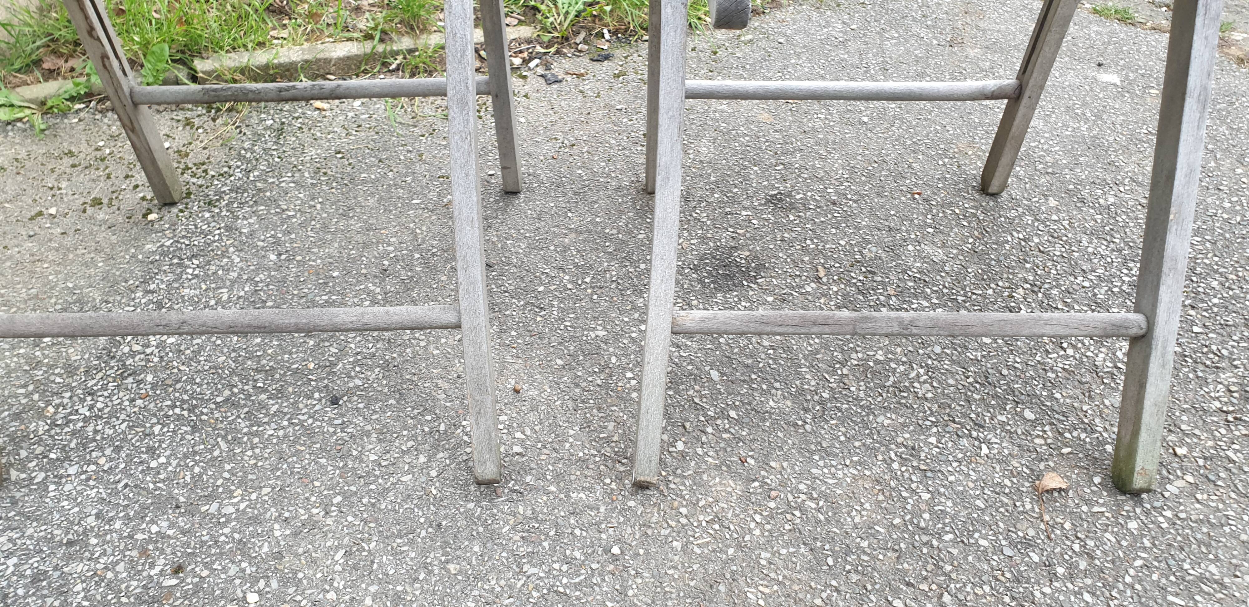 Pair of folding garden chairs in solid teak