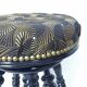 Old adjustable piano stool Napoleon III style with black & gold fabric