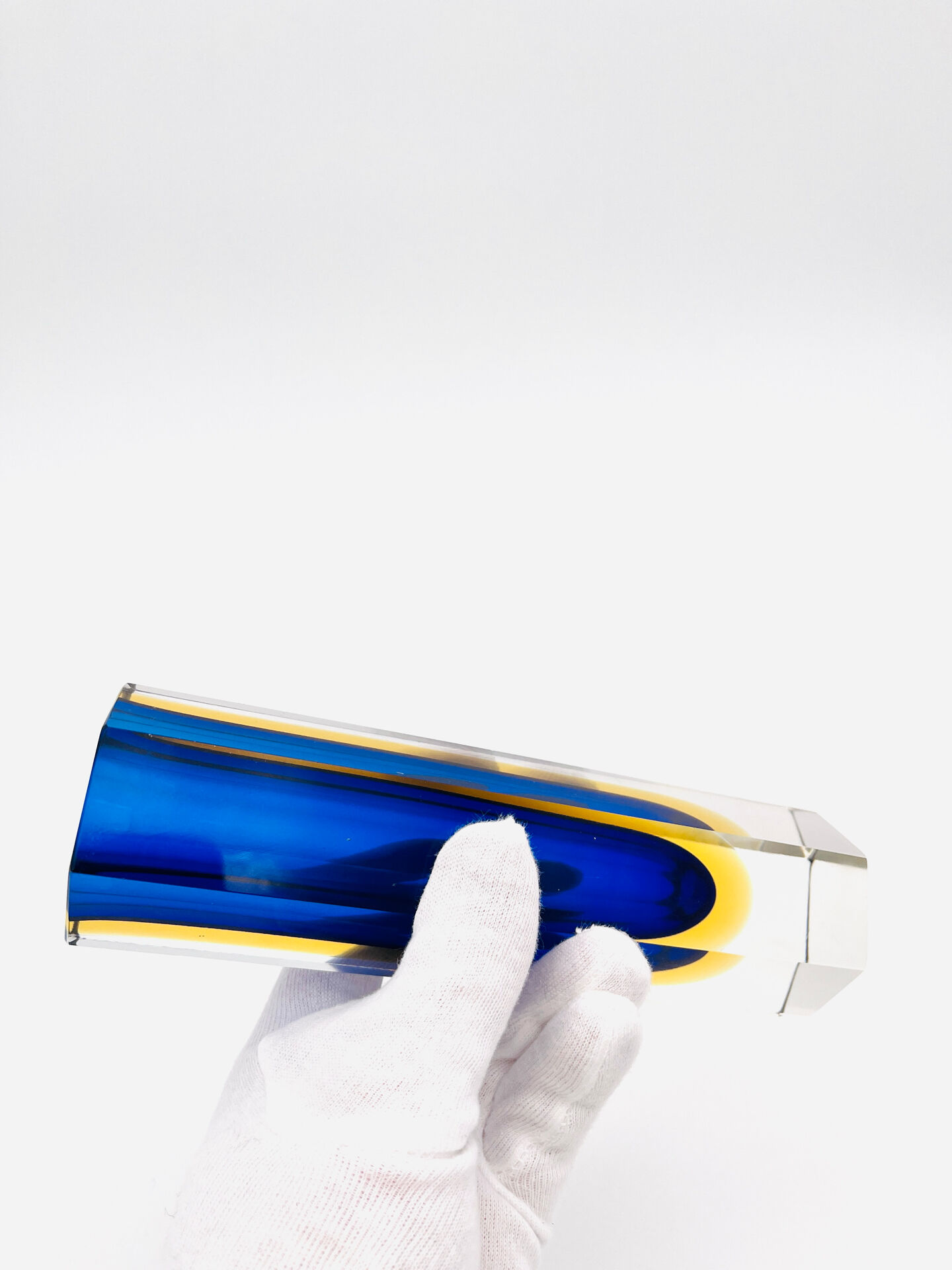 Vase Luigi Mandruzzato Murano Sommerso Hexagonal - Cobalt Blue & Amber
