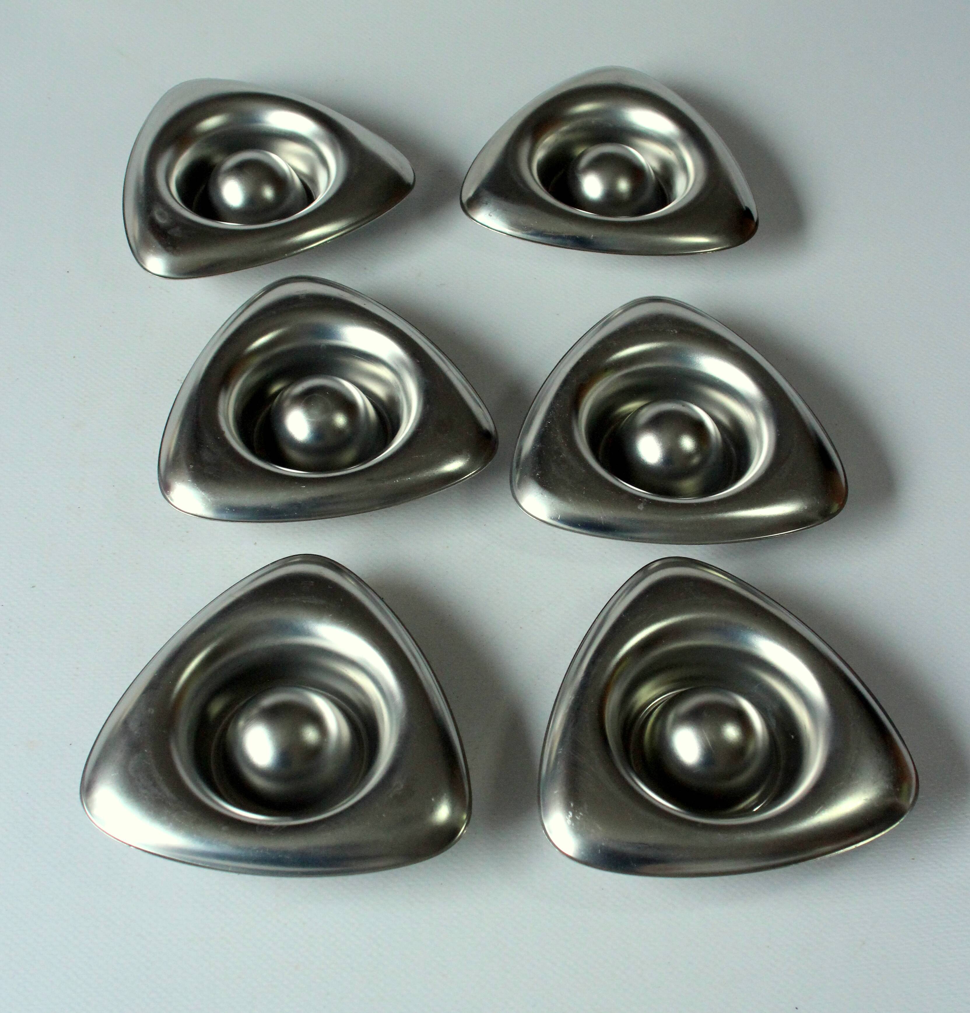 6 stainless steel egg cups by wmf - vintage