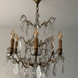 Bronze chandelier and crystal tassels, Louis XVI style