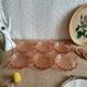 Set of 6 small scallops in vintage rosaline pink glass