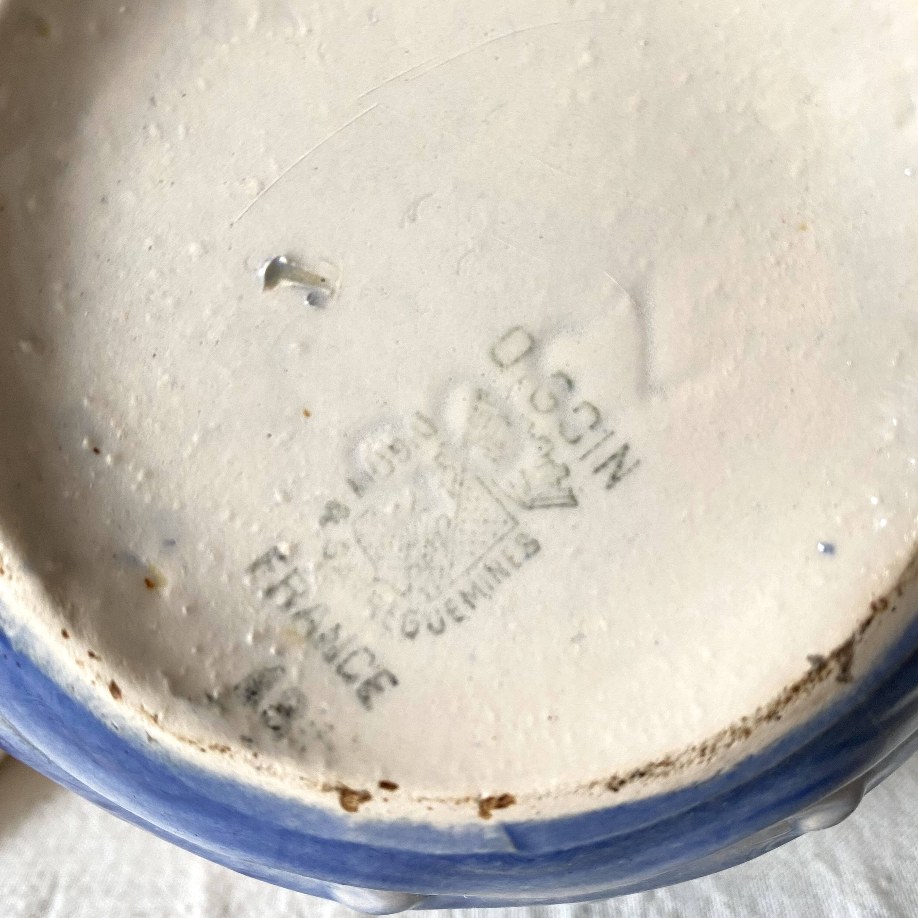 Digoin France barbotine pitcher with marine decor