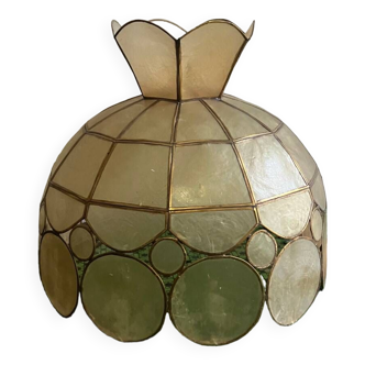 Mother-of-pearl and brass pendant light