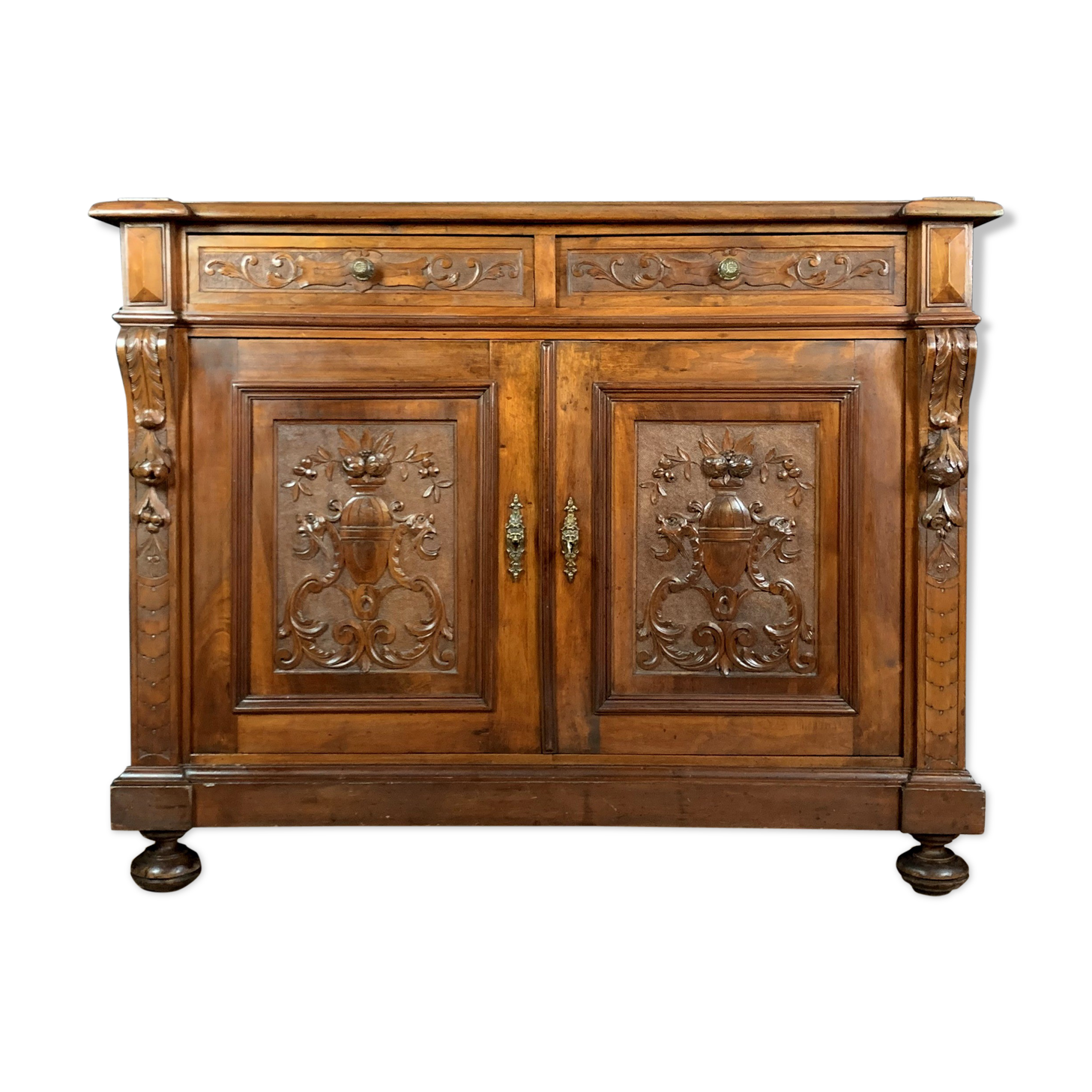 Renaissance walnut buffet has plenty sculpture decorations