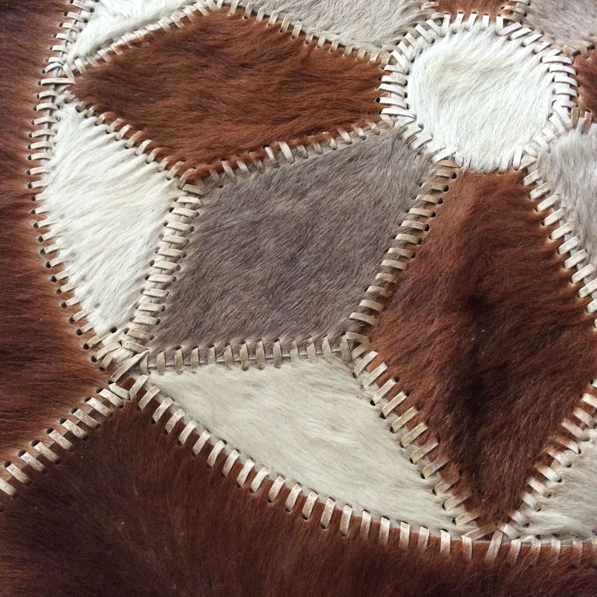 Vintage round cowhide carpet from the 60s and 70s