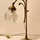 Brass table lamp with a glass shade