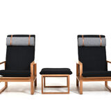 Børge Mogensen Sled Chairs BM-2254 and Stool 1960s
