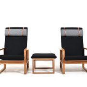 Børge Mogensen Sled Chairs BM-2254 and Stool 1960s