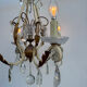 Crystal pendant chandelier wrought iron 1900