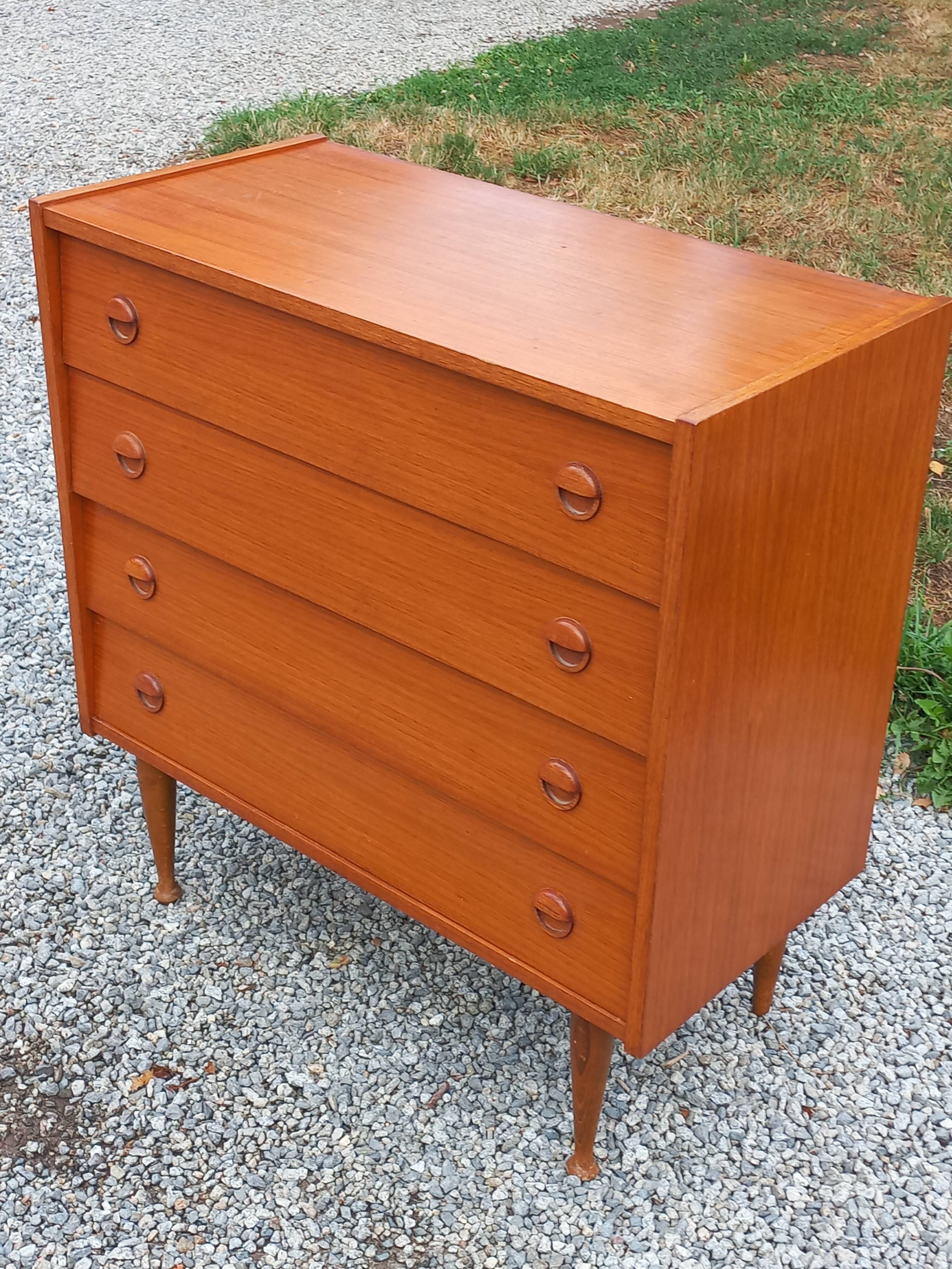 Scandinavian style 4-drawer teak chest of drawers, 1970s