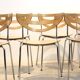 Thonet dining chairs stacked in chrome and beech