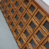 Vintage Dutch Beech Haberdashery Shop Cabinet / Vitrine, 1950s