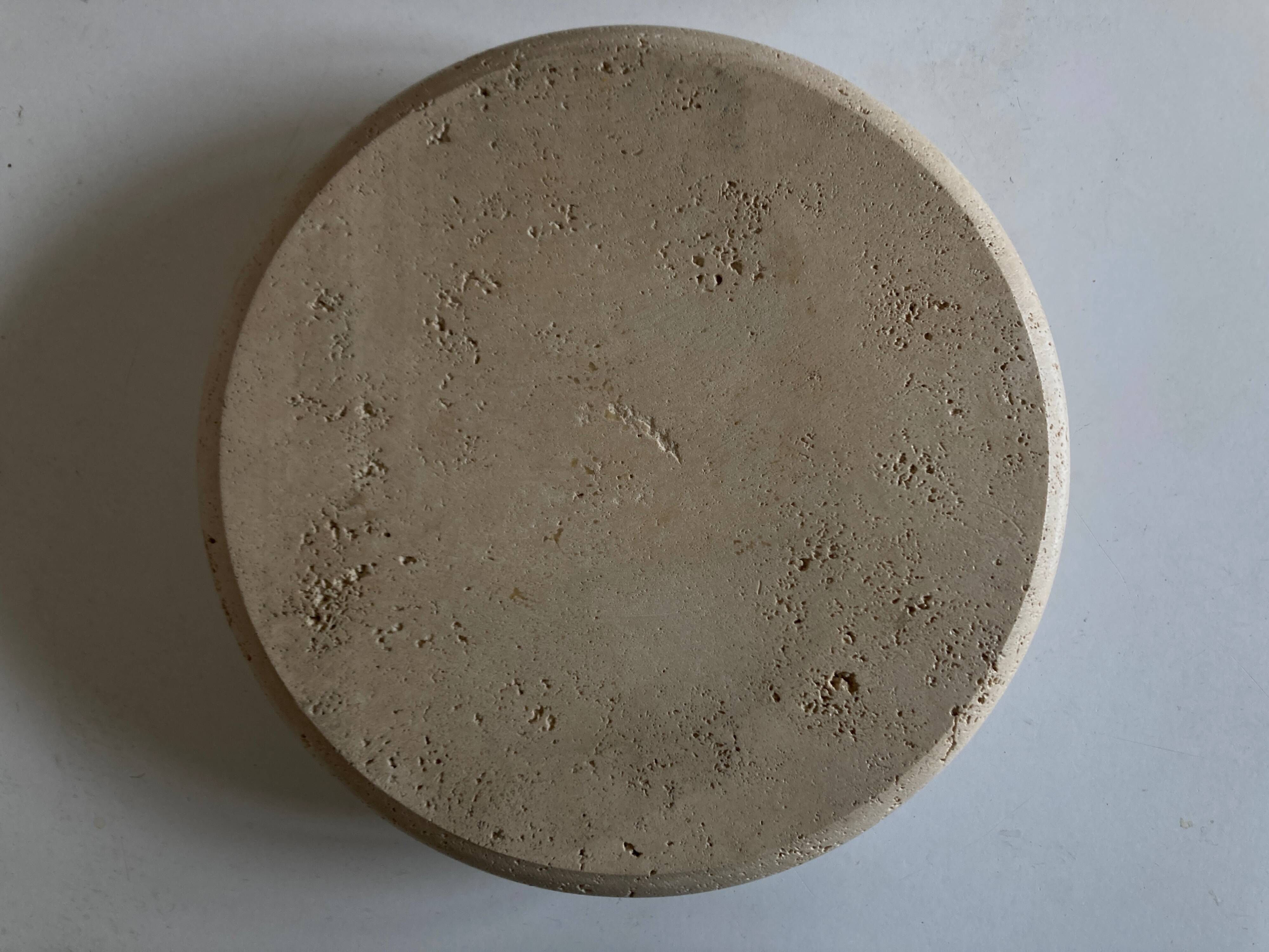 Travertine and steel valet tray, space age 1960s, Italian work