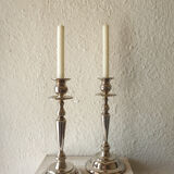 Beautiful pair of vintage metal candle holders