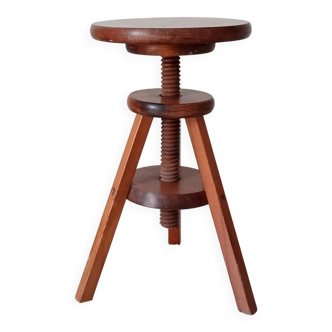 Vintage screw stool in solid oak