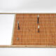 Vintage wicker coat rack with mirror and brass hooks