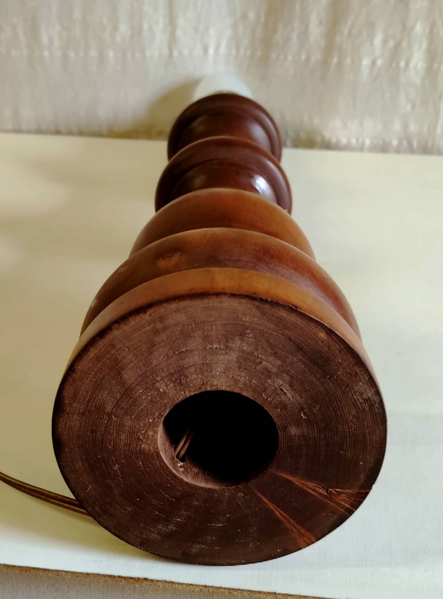 Table lamp base made of solid turned wood - mid 20th century