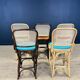 Set of 5 high chairs in light wood and dark wood with canework