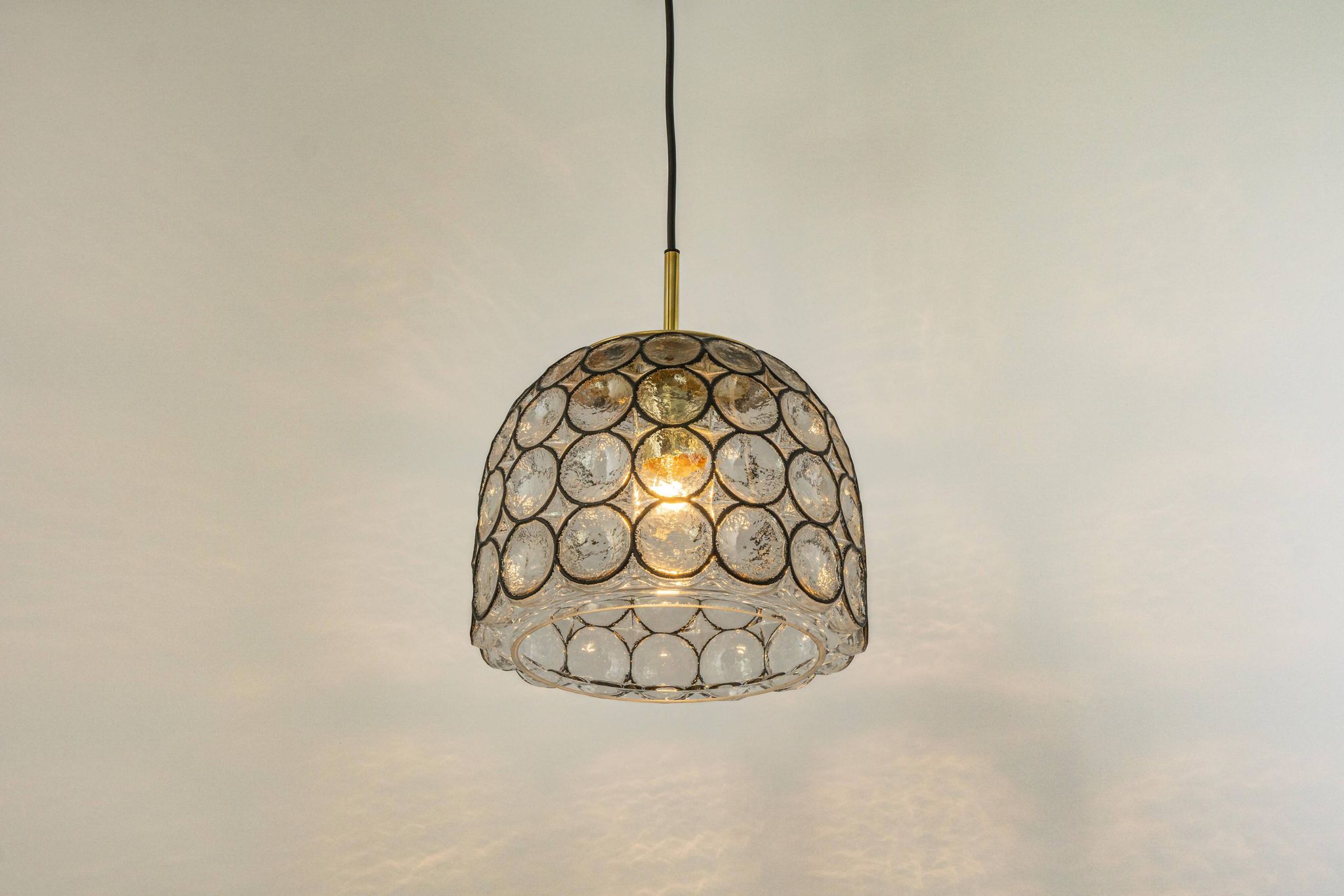 Iron and clear glass pendant from Limburg, Germany, 1960s.