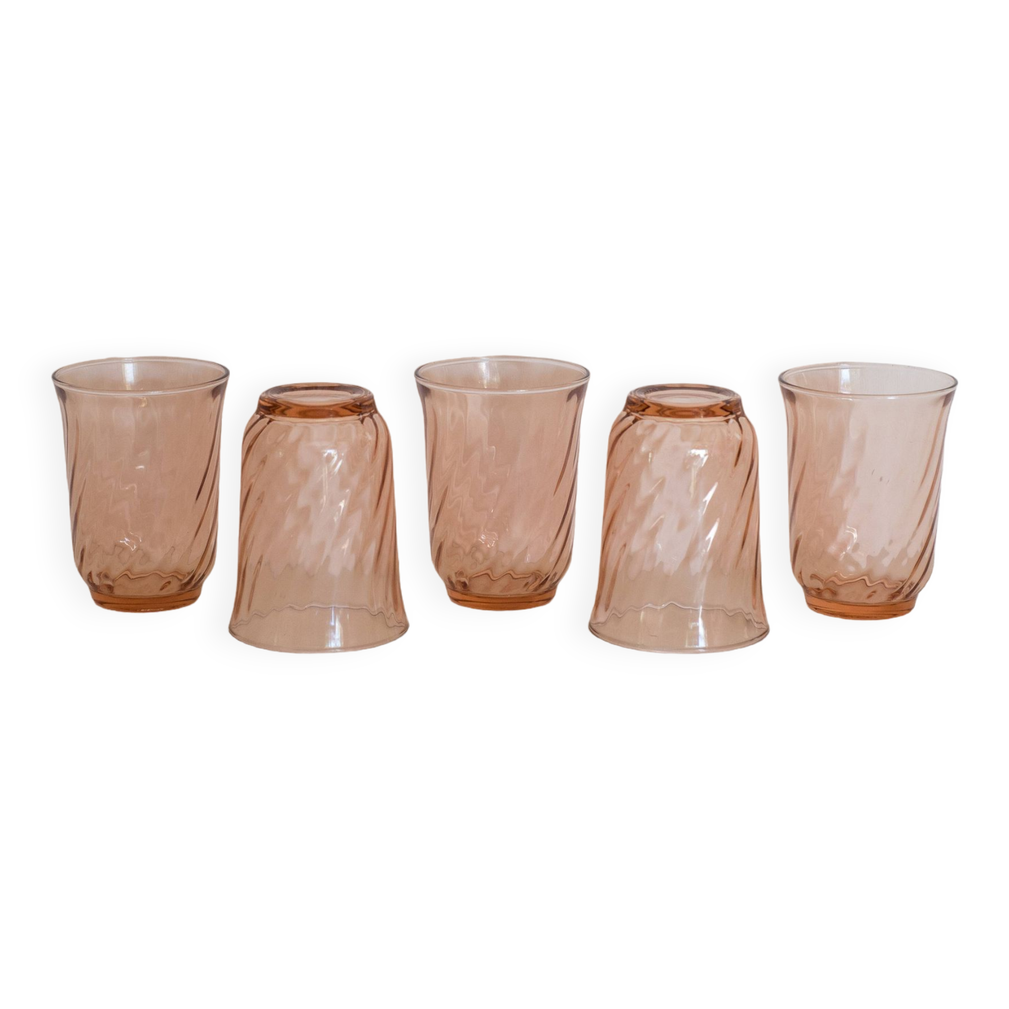 Set of 5 pink Rosaline glasses - Arcoroc France