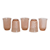 Set of 5 pink Rosaline glasses - Arcoroc France