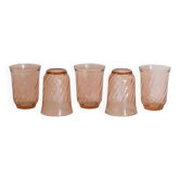Set of 5 pink Rosaline glasses - Arcoroc France