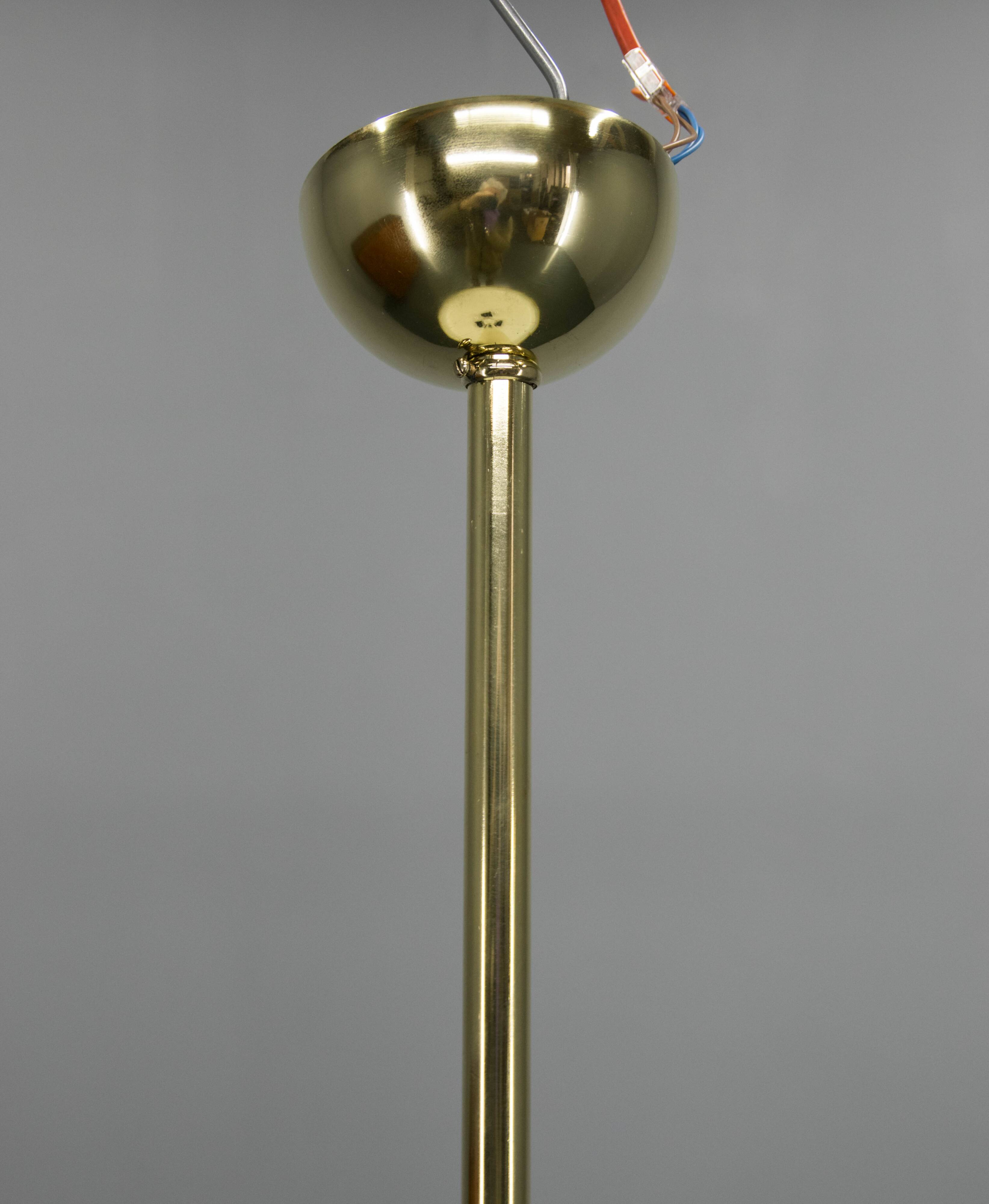 Bauhaus Brass Chandelier by Franta Anyz, 1930, Restored