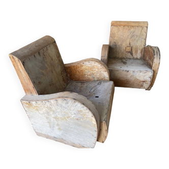 Fauteuil club en bois