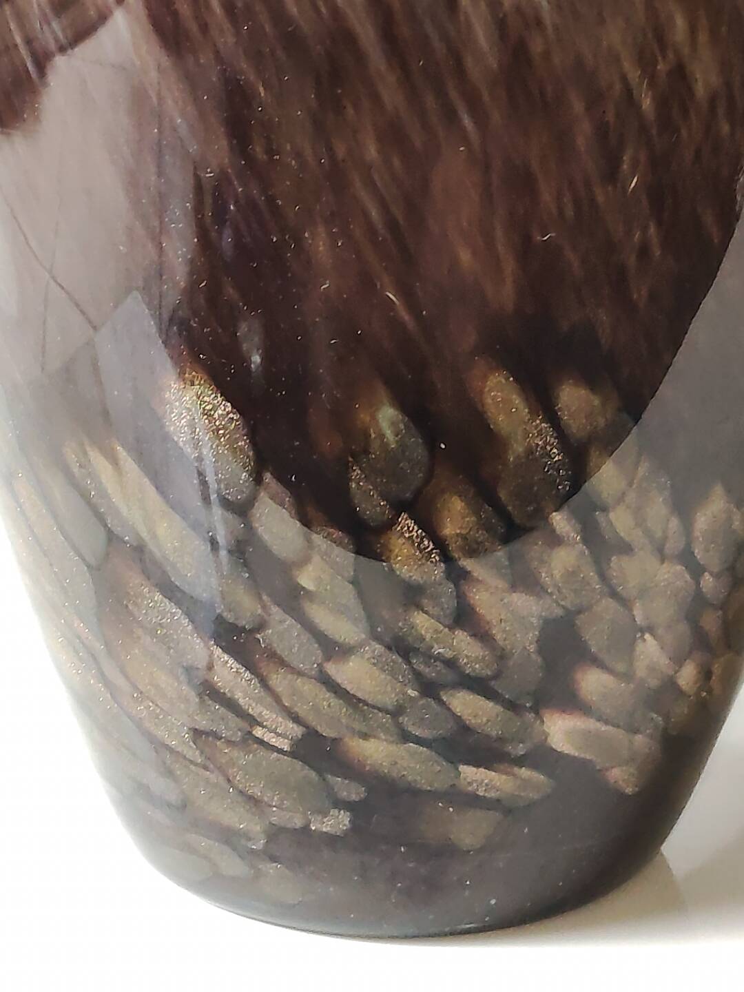 Large Cylindrical Vase in Murano Blown Art Glass/Gold Glitter