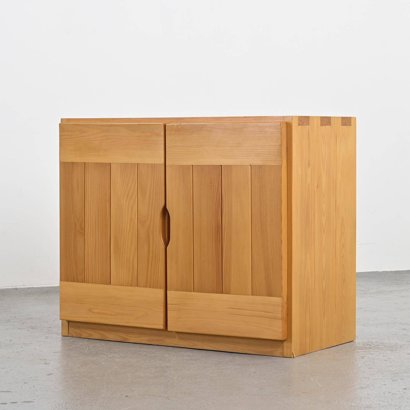 Solid pine sideboard by Maison Regain, 1970s.