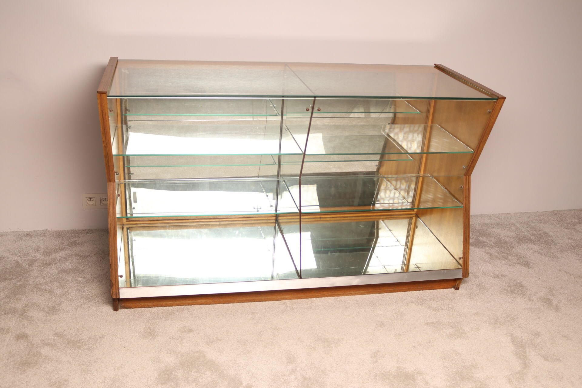 Vintage diamond shaped display cabinet - Belgium 1950's