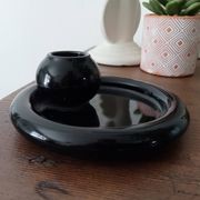 Bougeoir et sa coupelle vintage en céramique noire