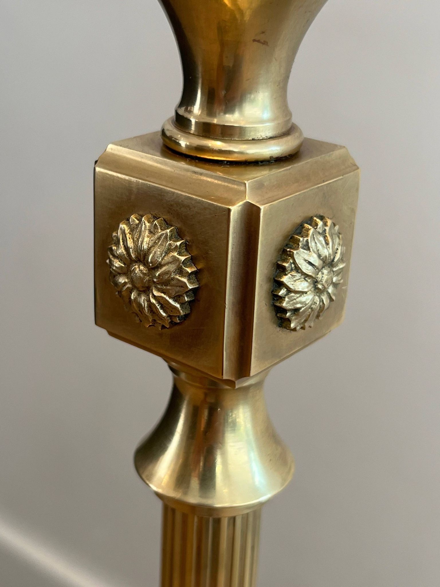 Neoclassical brass floor lamp with claw feet from Maison Jansen.