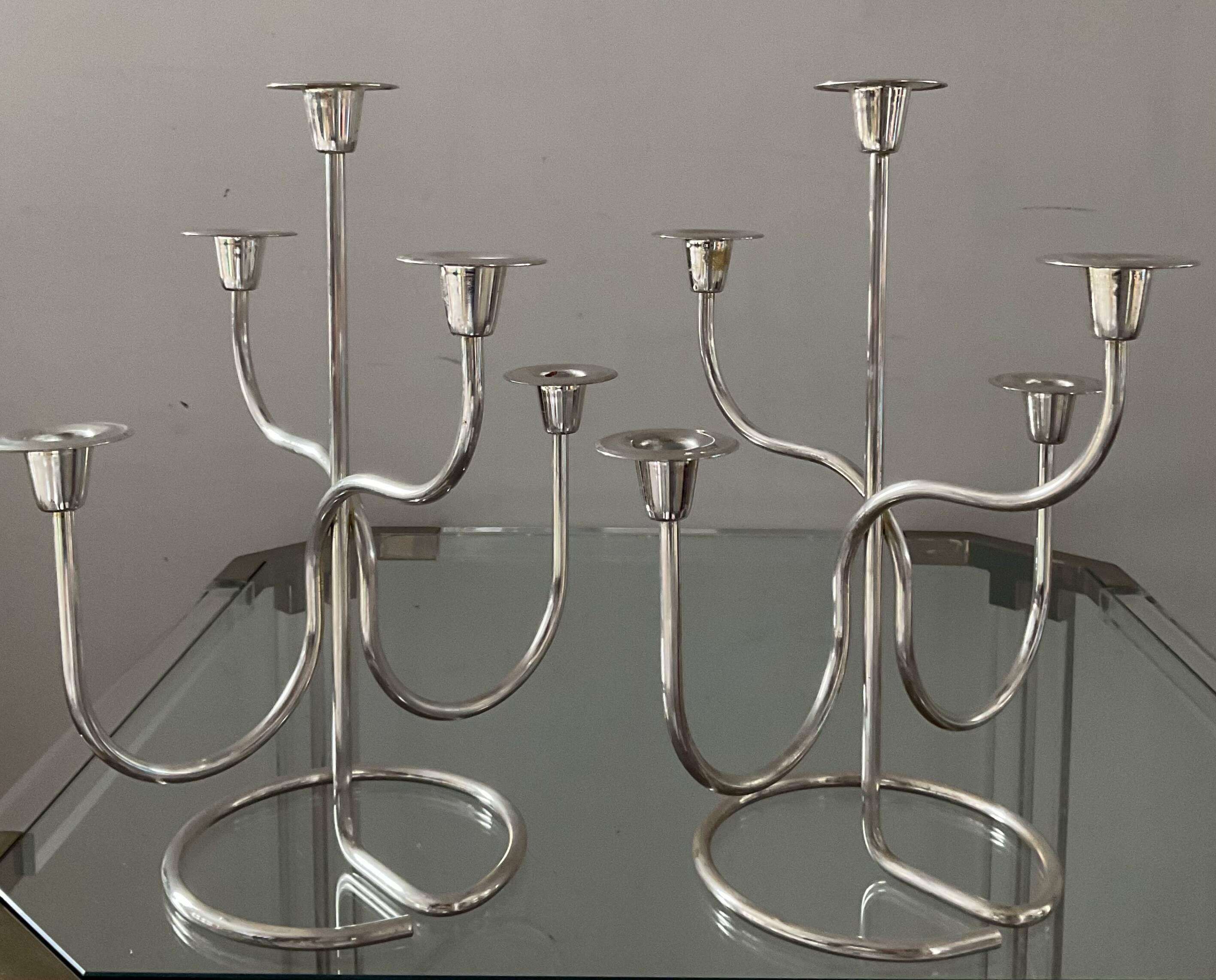 Pair of Tommy Larsen silver brass candlesticks from the 70s