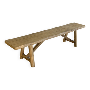 Walnut bench in 1950s brutalist design