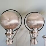 Set of 4 Jieldé industrial lamps in brushed steel, 3 arms