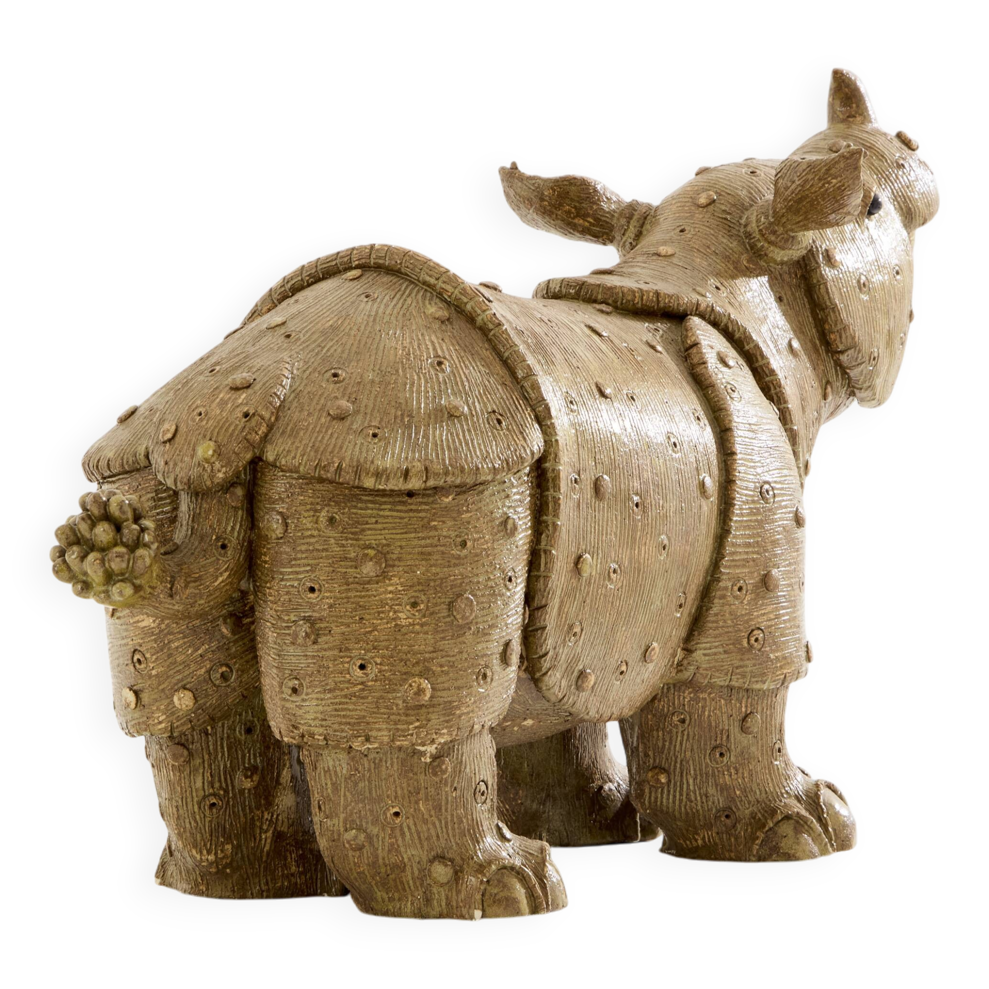 Valérie Courtet rhinoceros sculpture in glazed sandstone circa 2010