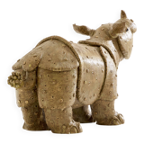 Valérie Courtet rhinoceros sculpture in glazed sandstone circa 2010