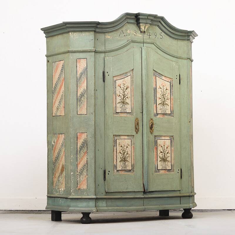 Cabinet de mariage peint d'art populaire 1849