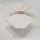 Set of 2 italian marble side tables, 1980's