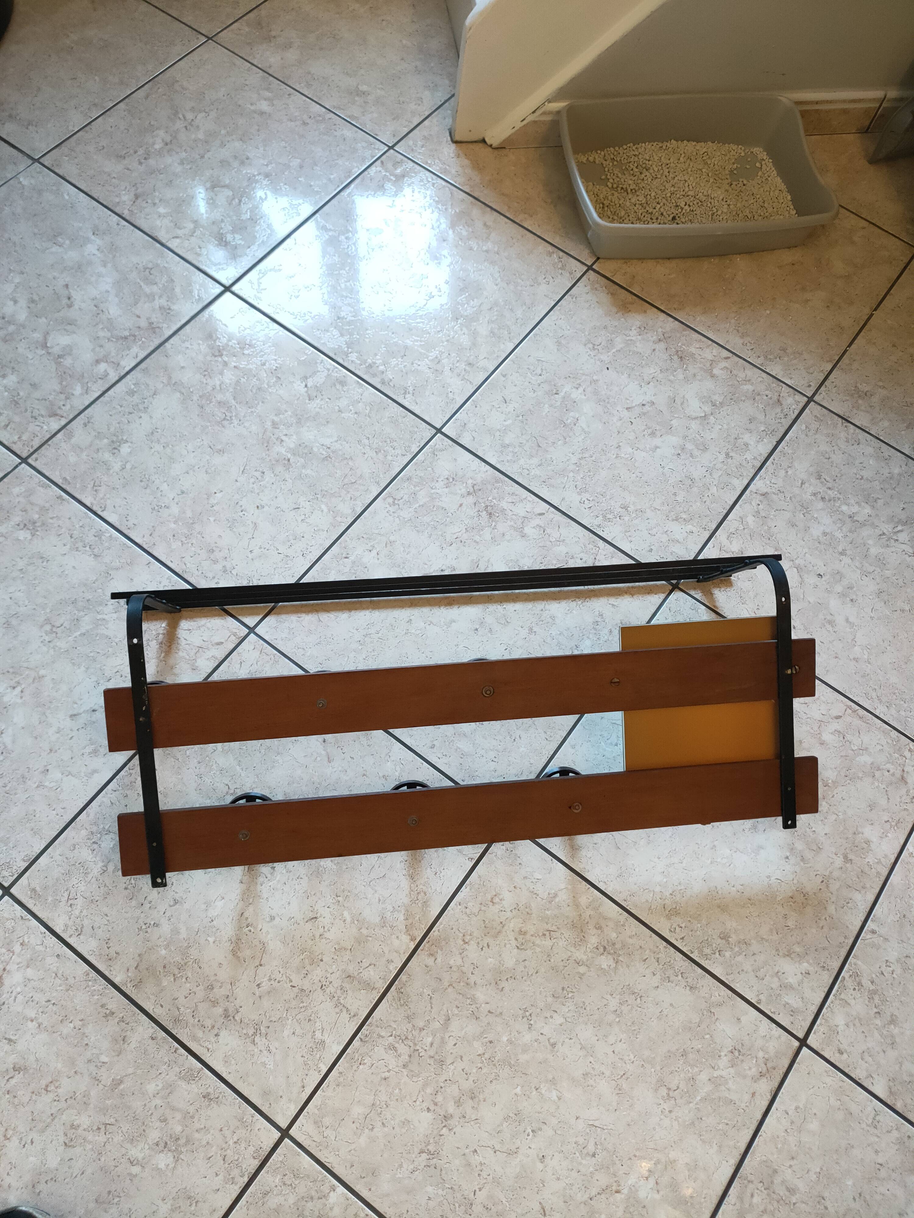 vintage teak coat rack with 6 hooks