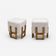 Pair of Italian Modernist Ash Wood Stools Upholstered in White Bouclé